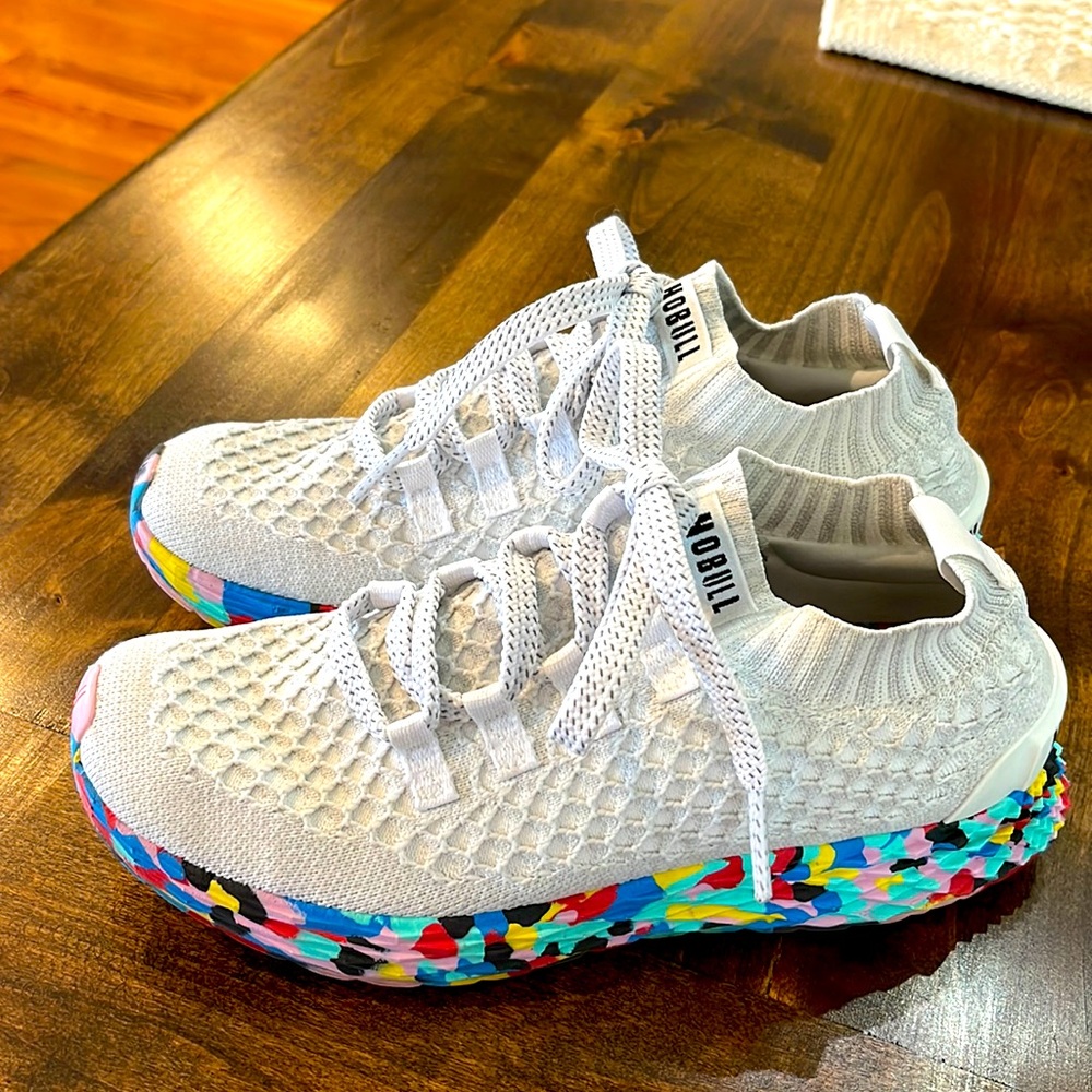 NO BULL Knit Runner in White/Wild size 6.5W